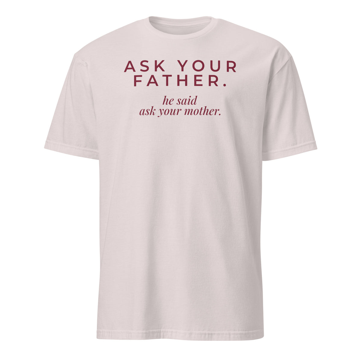 Ask Your Father tee in Ice Grey, front print