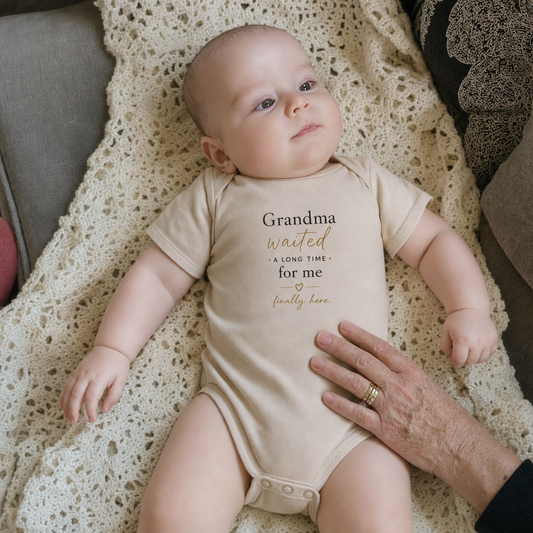 Grandma Waited A Long Time For Me Baby Bodysuit baby bodysuit worn