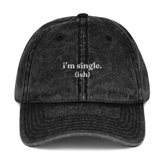 I'm Single (ish) embroidered vintage cap in black
