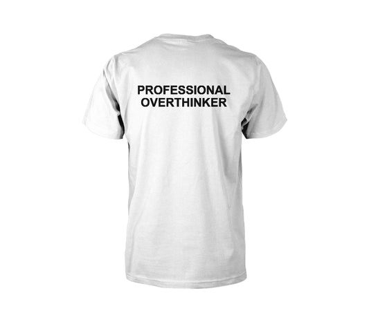 Professional Overthinker — Bold Typography Tee — TJ male back mockup